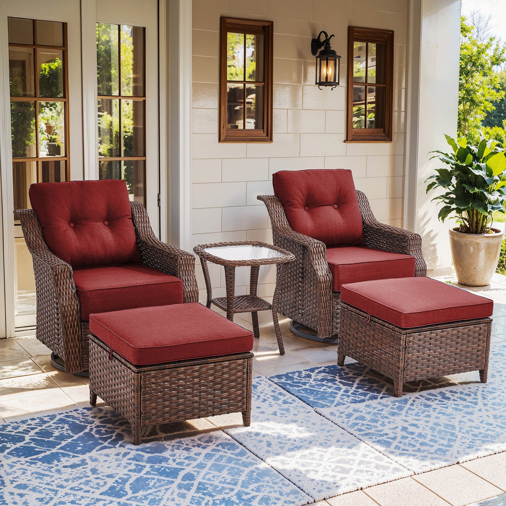 Bellefurn Luxury Outdoor Swivel Chairs Set with 6 inch Thick Cushions,Patio Swivel Rocking Chairs Set of 2 with Side Table,Patio Furniture Chairs Set for Balcony,Porch,Garden
