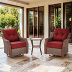 Bellefurn Luxury Outdoor Swivel Chairs Set with 6 inch Thick Cushions,Patio Swivel Rocking Chairs Set of 2 with Side Table,Patio Furniture Chairs Set for Balcony,Porch,Garden