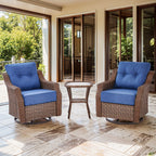 Luxury High Back Outdoor Furniture Set with 6 inch Thick Cushion,Patio Furniture Set with Swivel Rocker Chair,Sofa and Coffee Table,5 PCS Wicker Conversation Set for Yard,Deck,Poolside
