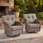 Bellefurn Outdoor Swivel Rocker Patio Chairs with 5" Thick Cushions,High Back Wicker Outdoor Swivel Chairs with Table,Patio Swivel Glider Chairs for Porch,Balcony,Garden,Deck & Backyard