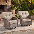 Bellefurn Outdoor Swivel Rocker Patio Chairs with 5" Thick Cushions,High Back Wicker Outdoor Swivel Chairs with Table,Patio Swivel Glider Chairs for Porch,Balcony,Garden,Deck & Backyard