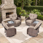 Bellefurn Outdoor Swivel Rocker Patio Chairs with 5" Thick Cushions,High Back Wicker Outdoor Swivel Chairs with Table,Patio Swivel Glider Chairs for Porch,Balcony,Garden,Deck & Backyard