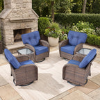 Bellefurn Outdoor Swivel Rocker Patio Chairs with 5" Thick Cushions,High Back Wicker Outdoor Swivel Chairs with Table,Patio Swivel Glider Chairs for Porch,Balcony,Garden,Deck & Backyard