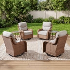 Bellefurn Outdoor Swivel Rocker Patio Chairs with 6" Thick Cushions,Patio Swivel Chairs Set of 2 Wicker Patio Chairs Patio Furniture Set for Porch Balcony Garden Deck Yard