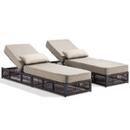 Bellefurn Outdoor Wicker Chaise Lounge with 5" Thick Cushion,High-Back Patio Lounge Chair with 5-Position Adjustable Backrest,All-Weather Rattan Recliner for Poolside,Backyard,Garden & Deck