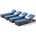 Bellefurn Outdoor Wicker Chaise Lounge with 5" Thick Cushion,High-Back Patio Lounge Chair with 5-Position Adjustable Backrest,All-Weather Rattan Recliner for Poolside,Backyard,Garden & Deck