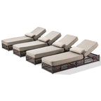 Bellefurn Outdoor Wicker Chaise Lounge with 5" Thick Cushion,High-Back Patio Lounge Chair with 5-Position Adjustable Backrest,All-Weather Rattan Recliner for Poolside,Backyard,Garden & Deck