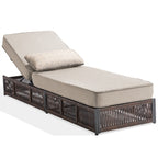 Bellefurn Outdoor Wicker Chaise Lounge with 5" Thick Cushion,High-Back Patio Lounge Chair with 5-Position Adjustable Backrest,All-Weather Rattan Recliner for Poolside,Backyard,Garden & Deck