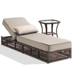 Bellefurn Outdoor Wicker Chaise Lounge with 5" Thick Cushion,High-Back Patio Lounge Chair with 5-Position Adjustable Backrest,All-Weather Rattan Recliner for Poolside,Backyard,Garden & Deck
