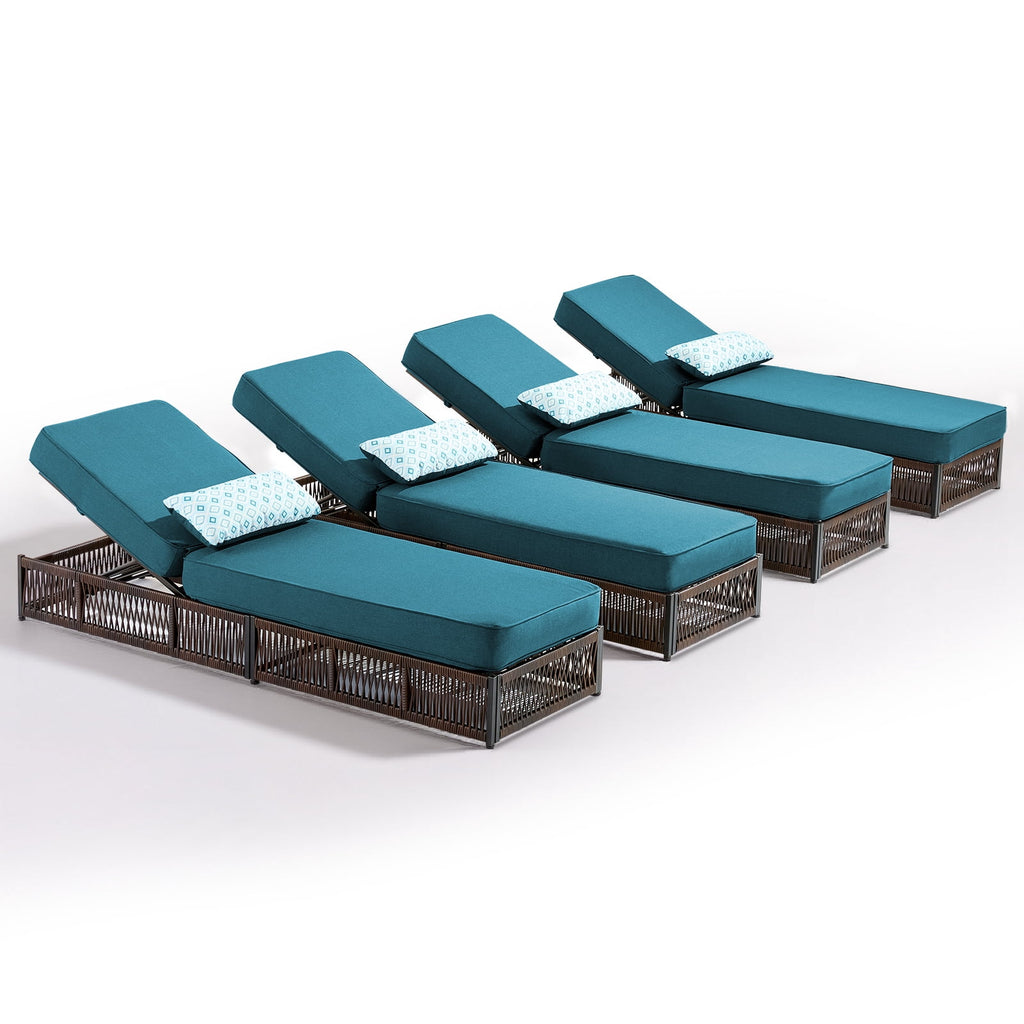 Bellefurn Outdoor Wicker Chaise Lounge with 5" Thick Cushion,High-Back Patio Lounge Chair with 5-Position Adjustable Backrest,All-Weather Rattan Recliner for Poolside,Backyard,Garden & Deck