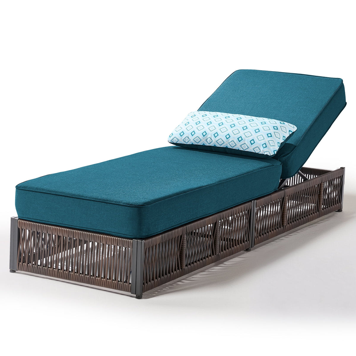 Bellefurn Outdoor Wicker Chaise Lounge with 5" Thick Cushion,High-Back Patio Lounge Chair with 5-Position Adjustable Backrest,All-Weather Rattan Recliner for Poolside,Backyard,Garden & Deck