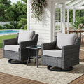 Bellefurn Outdoor Wicker Rocking Chair Patio Swivel Chairs Set of 2,Patio Swivel Rocker Rattan Furniture Sets for Outdoor Porch Deck Garden Backyard