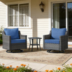 Bellefurn Outdoor Wicker Rocking Chair Patio Swivel Chairs Set of 2,Patio Swivel Rocker Rattan Furniture Sets for Outdoor Porch Deck Garden Backyard