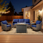 Patio Furniture Sets with Swivel Chairs,All-Weather Outdoor Patio Conversation Sets with High Back Outdoor Swivel Rocker Chairs,Couch,Coffee Tabel and Ottomans for Porch Deck Backyard