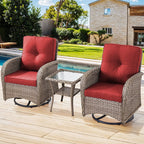 Bellefurn 5 Pieces Outdoor Patio Furniture Sets with Swivel Rocker Cha
