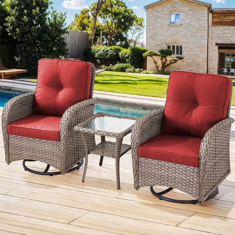 Bellefurn 5 Pieces Outdoor Patio Furniture Sets with Swivel Rocker Cha