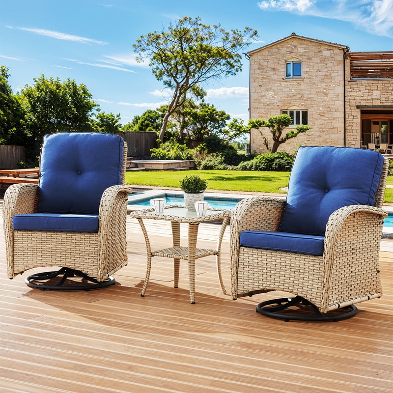 Bellefurn 5 Pieces Outdoor Patio Furniture Sets with Swivel Rocker Cha