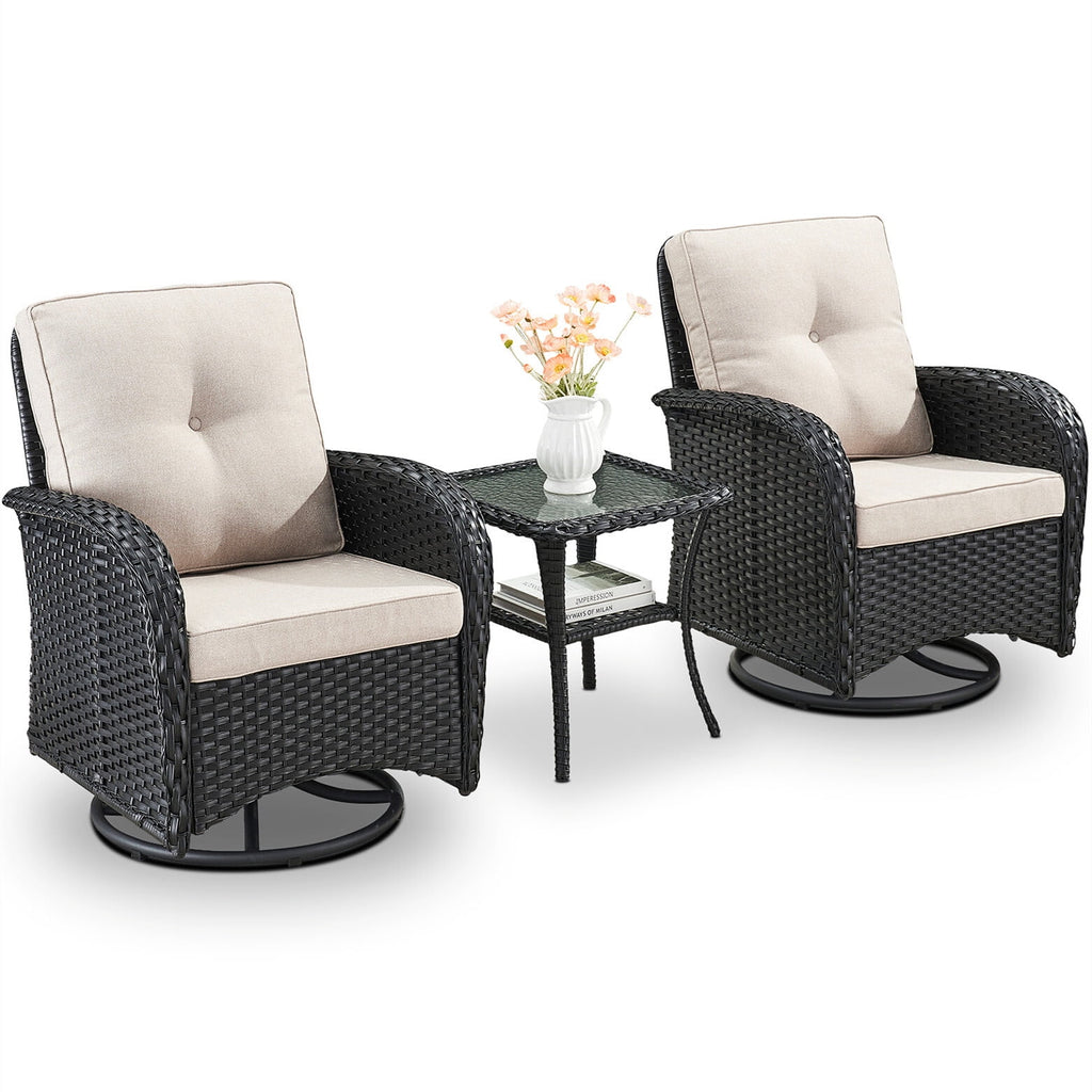 Bellefurn 5 Pieces Outdoor Patio Furniture Sets with Swivel Rocker Cha