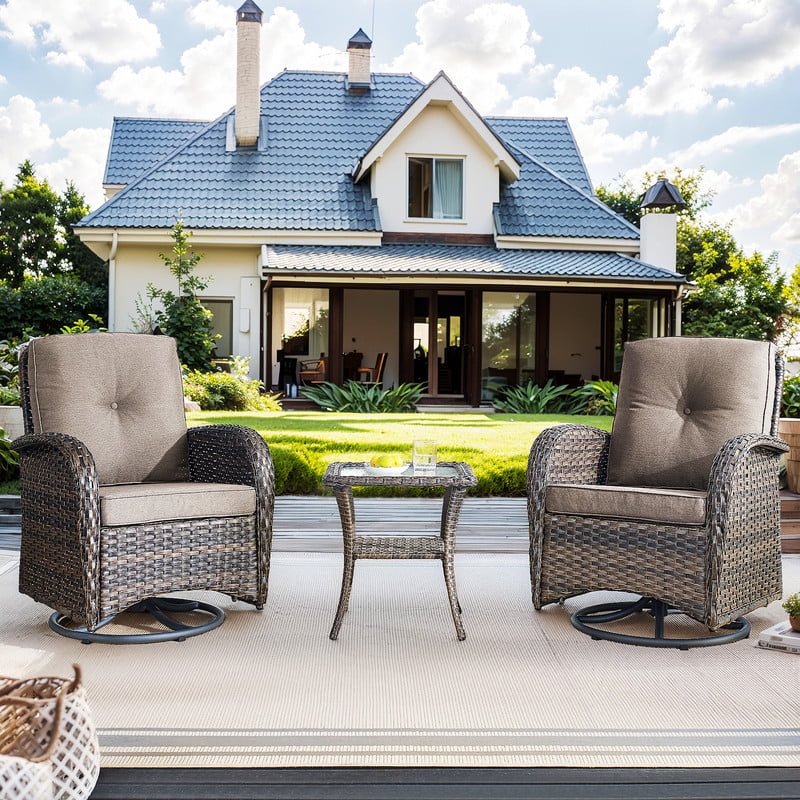 Bellefurn 5 Pieces Outdoor Patio Furniture Sets with Swivel Rocker Cha