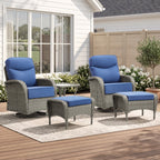Bellefurn Patio Swivel Rocker Chairs Set of 2 with Ottomans,Outdoor Swivel Chairs with 6" Thick Cushions, All-Weather Conversation Set for Porch, Backyard, Deck & Garden