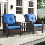 Bellefurn Patio Wicker Chairs Set of 2,High Back Outdoor Rattan Patio Chairs Outdoor Conversation Set for Garden Backyard Proch Deck