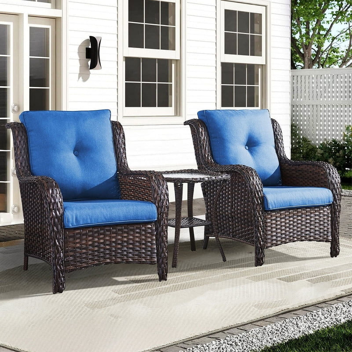 Bellefurn Patio Wicker Chairs Set of 2,High Back Outdoor Rattan Patio Chairs Outdoor Conversation Set for Garden Backyard Proch Deck