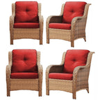 Bellefurn Patio Wicker Chairs Set of 2,High Back Outdoor Rattan Patio Chairs Outdoor Conversation Set for Garden Backyard Proch Deck