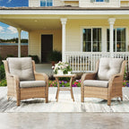 Bellefurn Patio Wicker Chairs Set of 2,High Back Outdoor Rattan Patio Chairs Outdoor Conversation Set for Garden Backyard Proch Deck