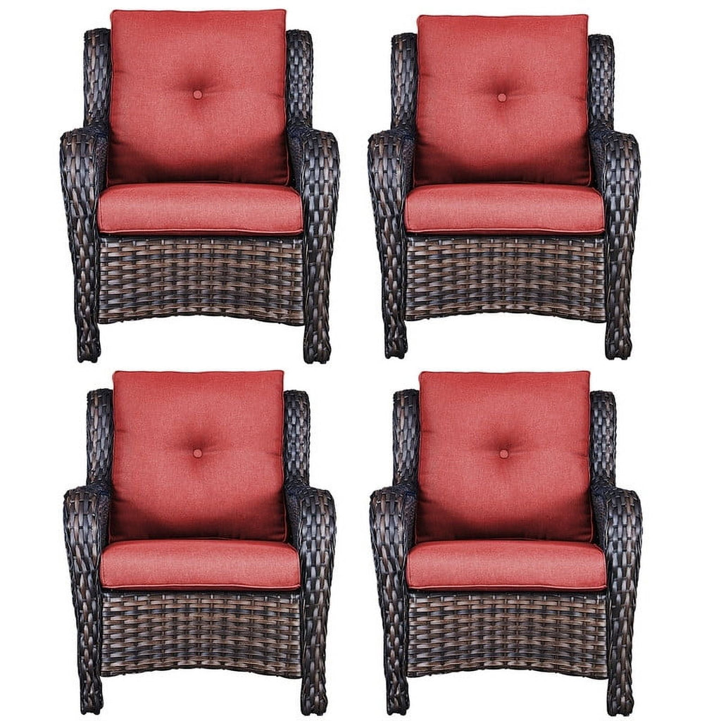 Bellefurn Patio Wicker Chairs Set of 2,High Back Outdoor Rattan Patio Chairs Outdoor Conversation Set for Garden Backyard Proch Deck
