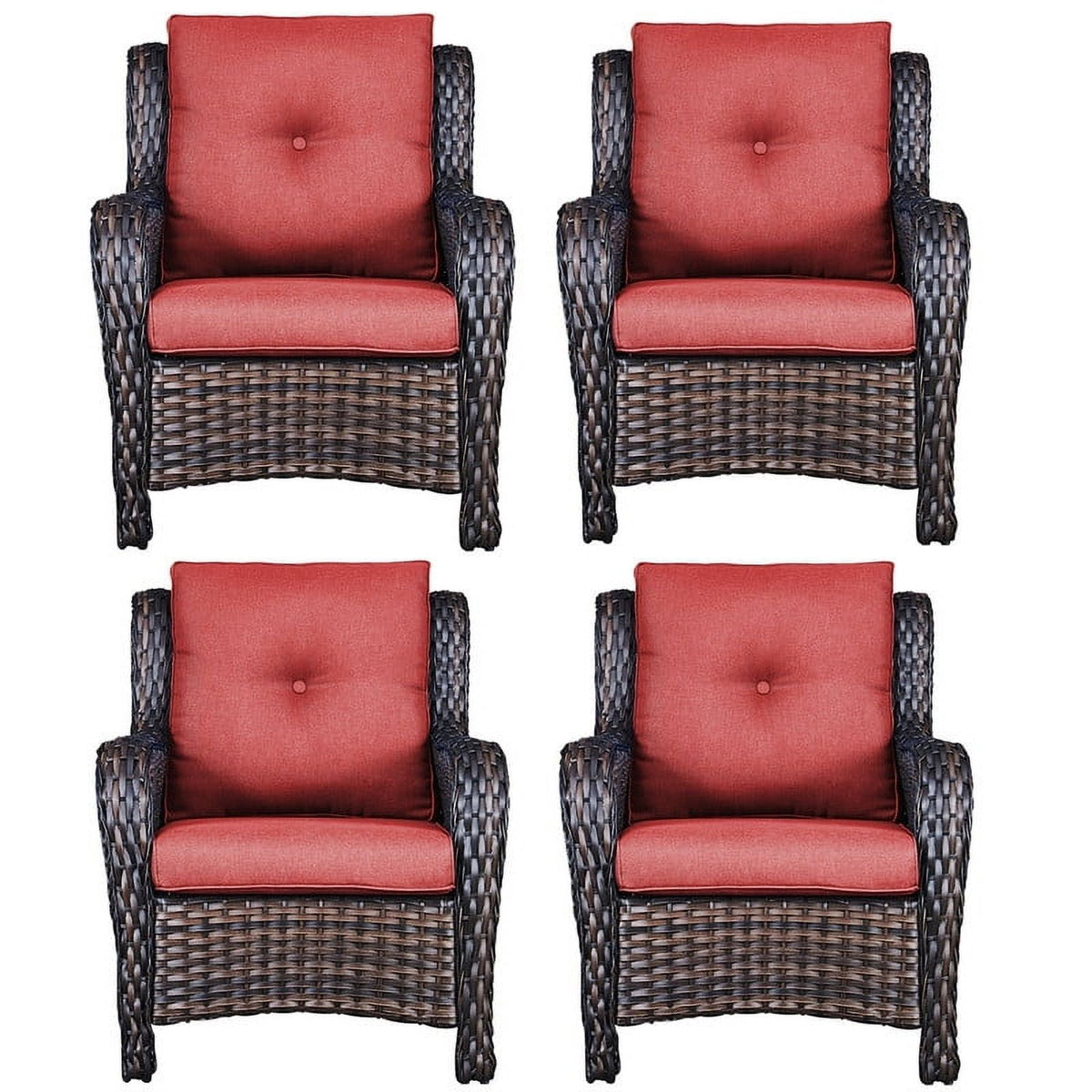 Bellefurn Patio Wicker Chairs Set of 2,High Back Outdoor Rattan Patio Chairs Outdoor Conversation Set for Garden Backyard Proch Deck