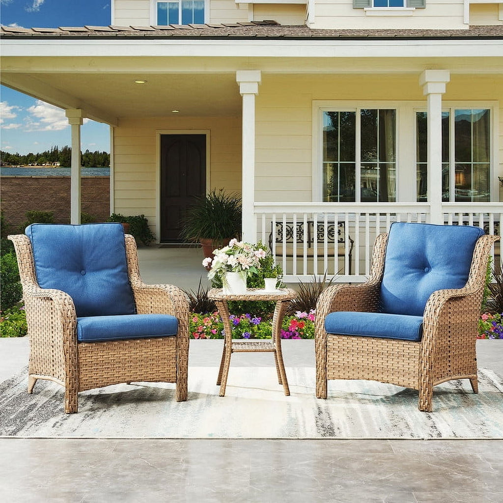 Bellefurn Patio Wicker Chairs Set of 2,High Back Outdoor Rattan Patio Chairs Outdoor Conversation Set for Garden Backyard Proch Deck