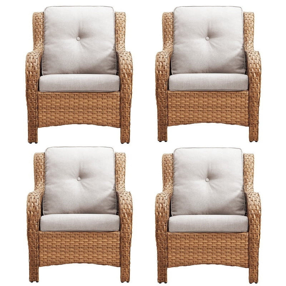 Bellefurn Patio Wicker Chairs Set of 2,High Back Outdoor Rattan Patio Chairs Outdoor Conversation Set for Garden Backyard Proch Deck