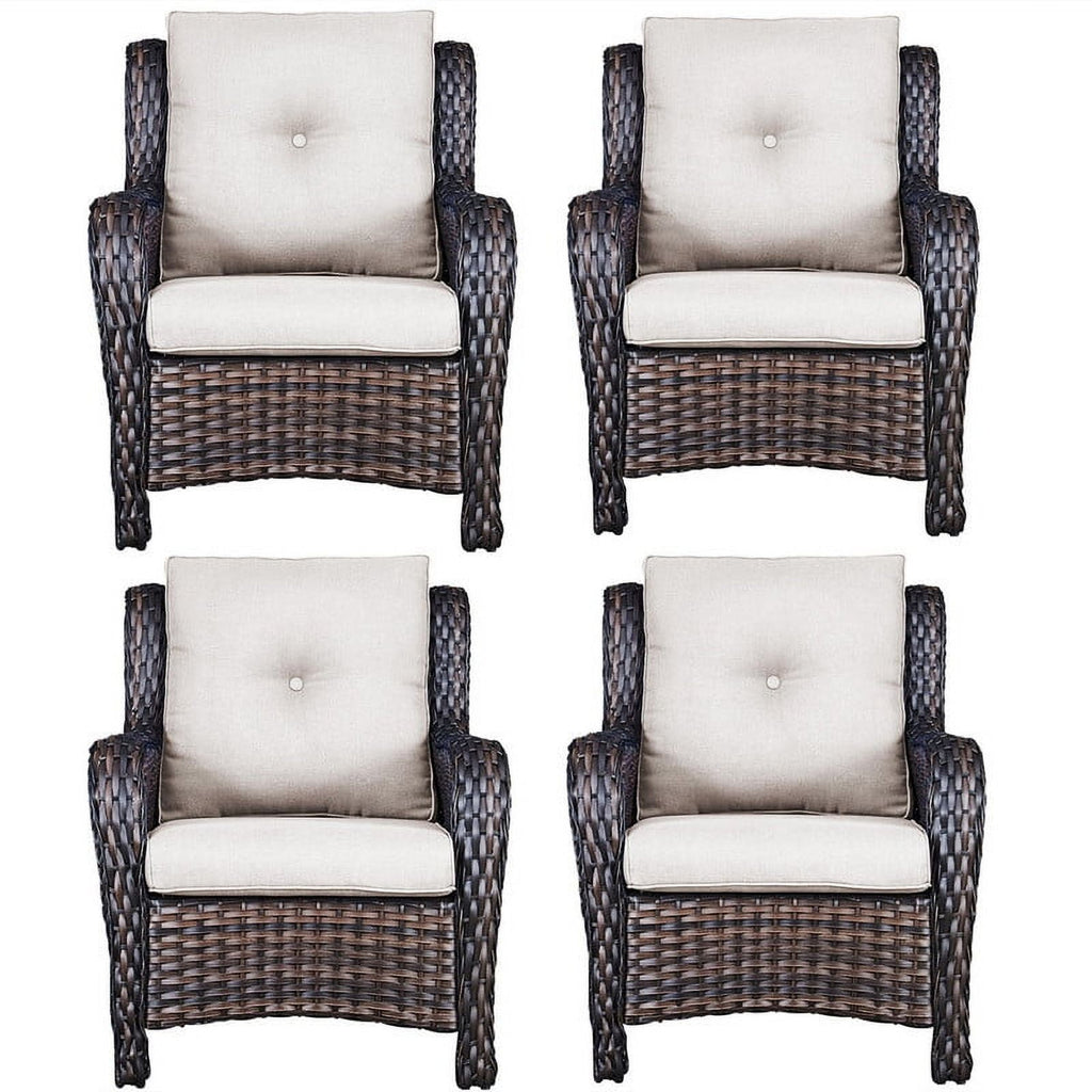 Bellefurn Patio Wicker Chairs Set of 2,High Back Outdoor Rattan Patio Chairs Outdoor Conversation Set for Garden Backyard Proch Deck