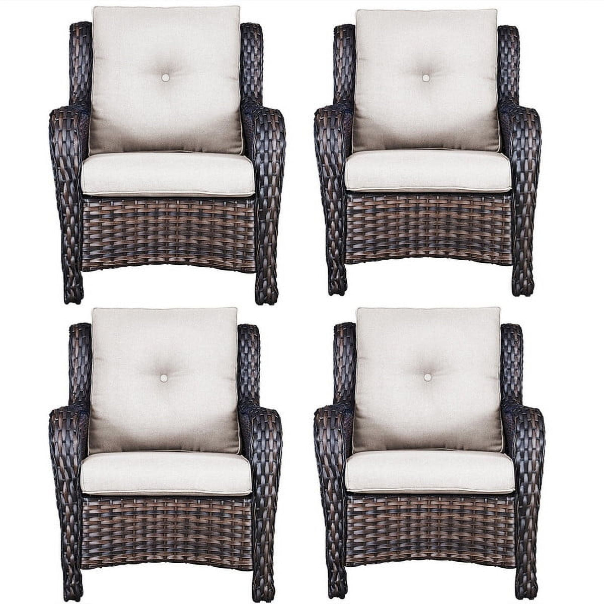 Bellefurn Patio Wicker Chairs Set of 2,High Back Outdoor Rattan Patio Chairs Outdoor Conversation Set for Garden Backyard Proch Deck