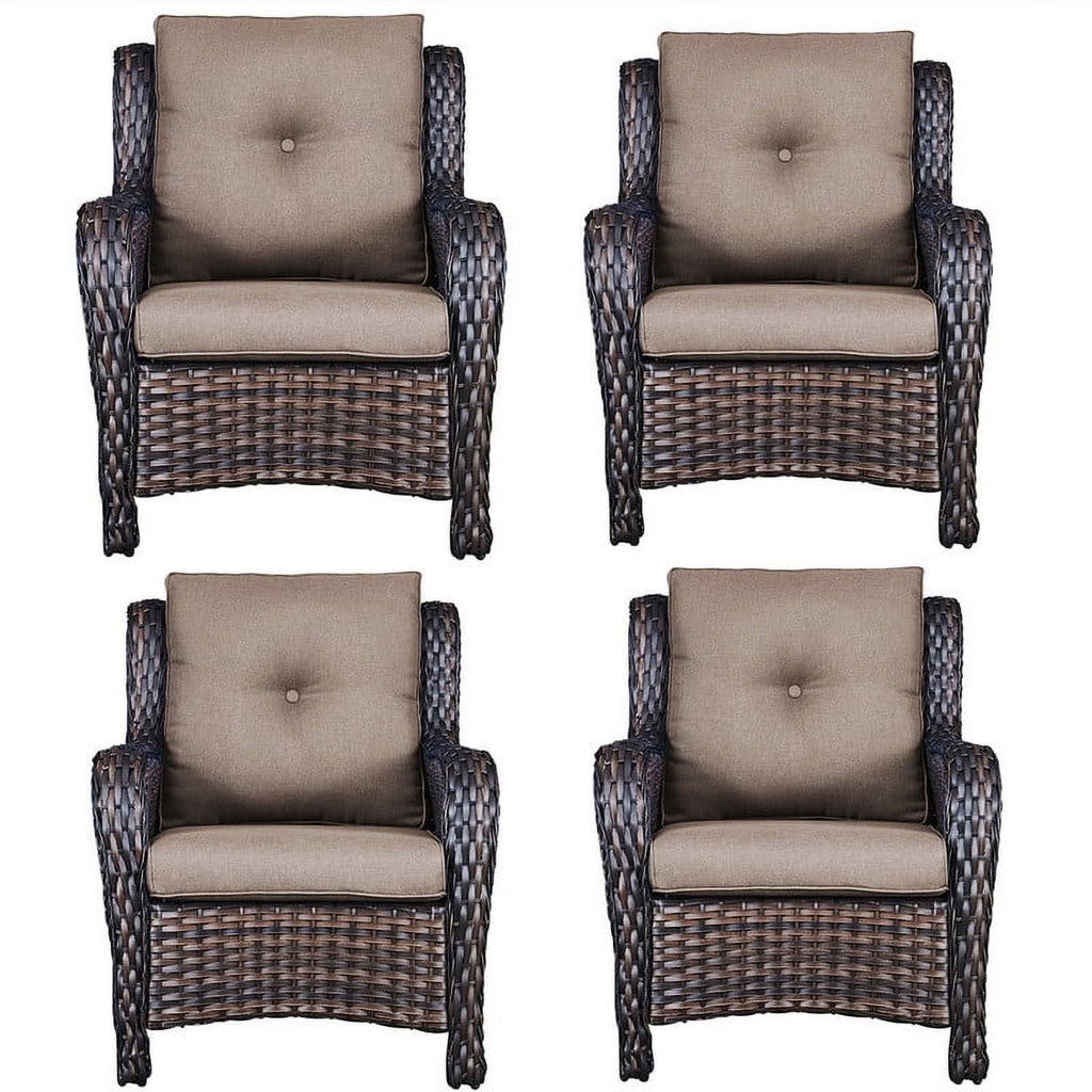 Bellefurn Patio Wicker Chairs Set of 2,High Back Outdoor Rattan Patio Chairs Outdoor Conversation Set for Garden Backyard Proch Deck