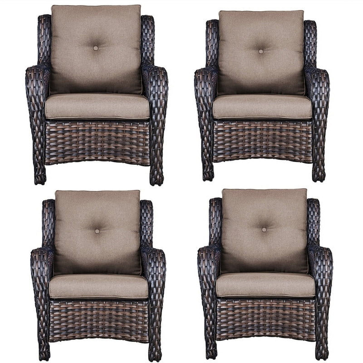 Bellefurn Patio Wicker Chairs Set of 2,High Back Outdoor Rattan Patio Chairs Outdoor Conversation Set for Garden Backyard Proch Deck
