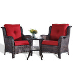 Bellefurn Patio Wicker Chairs Set of 2,High Back Outdoor Rattan Patio Chairs Outdoor Conversation Set for Garden Backyard Proch Deck