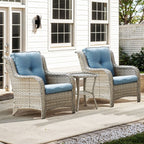 Bellefurn Patio Wicker Chairs Set of 2,High Back Outdoor Rattan Patio Chairs Outdoor Conversation Set for Garden Backyard Proch Deck