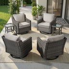 Bellefurn Outdoor Wicker Rocking Chair Patio Swivel Chairs Set of 2,Patio Swivel Rocker Rattan Furniture Sets for Outdoor Porch Deck Garden Backyard