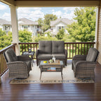 Bellefurn 5 Pieces Outdoor Patio Furniture Sets with Swivel Rocker Cha