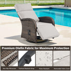 Bellefurn Outdoor Swivel Recliner Chairs with Side Table,Patio Wicker Recliner Chairs Outdoor Lounge Chairs with Thickness Cushions,Adjustable Angle,Reclining Lounge Chair for Outdoor,Pool,Garden
