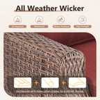 Luxury High Back Outdoor Furniture Set with 6 inch Thick Cushion,Patio Furniture Set with Swivel Rocker Chair,Sofa and Coffee Table,5 PCS Wicker Conversation Set for Yard,Deck,Poolside