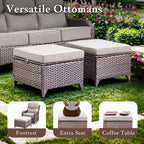 Bellefurn Luxury 6 Pieces Outdoor Patio Furniture Set with Swivel Rocker Chairs 6-inch Extra Thick Cushions,Sofa Coffee Table,Wicker Conversation Sets for Porch Deck Backyard Poolside