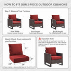 Bellefurn Outdoor Deep Seat Cushion 24 X 24 X 6 inch for Patio Furniture,Outdoor Chair Cushions Waterproof & Fade Resistant Patio Furniture Cushions for Wicker Chair, Sofa, Couch