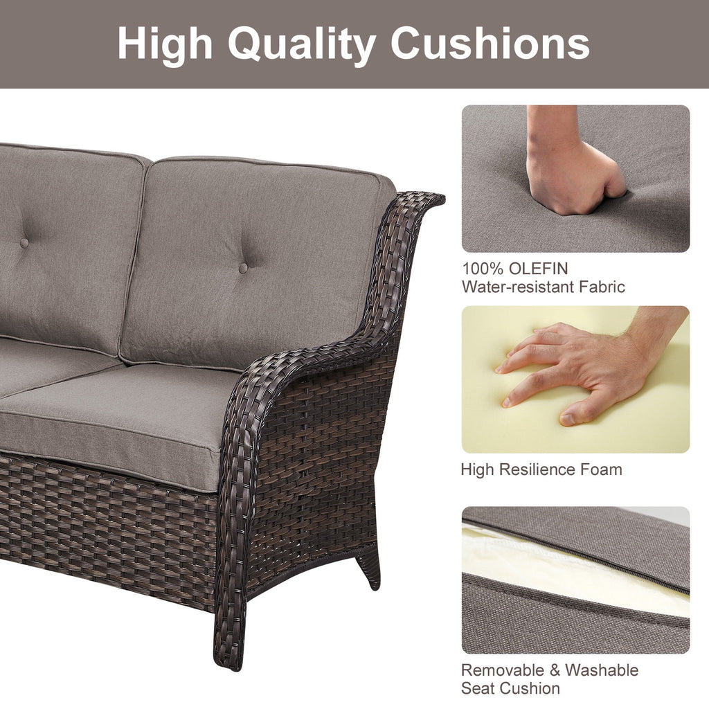 Bellefurn Outdoor Patio Furniture Set,Wicker Sectional Sofa Set with Coffee Table, L-Shaped All Weather Rattan Conversation Set for Backyard,Porch,Deck and Garden