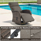 Bellefurn Outdoor Swivel Recliner Chairs Set of 2,Patio Wicker Recliner Chairs Outdoor Lounge Chairs with Thickness Cushions,Adjustable Angle,Reclining Lounge Chair for Outdoor,Pool,Garden