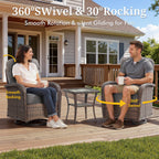 Bellefurn Patio Swivel Rocker Chairs Set of 2 with Ottomans,Outdoor Swivel Chairs with 6" Thick Cushions, All-Weather Conversation Set for Porch, Backyard, Deck & Garden