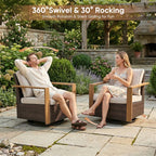 Bellefurn 6 Pieces Patio Furniture Sets with 41” Propane Fire Pit Table,Rattan Outdoor Conversation Sets with Swivel Glider Chairs Sofa and Ottomans for Porch Backyard Balcony