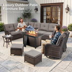 Bellefurn Outdoor Patio Furniture Set,Wicker Sectional Sofa Set with Coffee Table, L-Shaped All Weather Rattan Conversation Set for Backyard,Porch,Deck and Garden