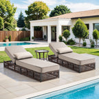 Bellefurn Outdoor Wicker Chaise Lounge with 5" Thick Cushion,High-Back Patio Lounge Chair with 5-Position Adjustable Backrest,All-Weather Rattan Recliner for Poolside,Backyard,Garden & Deck